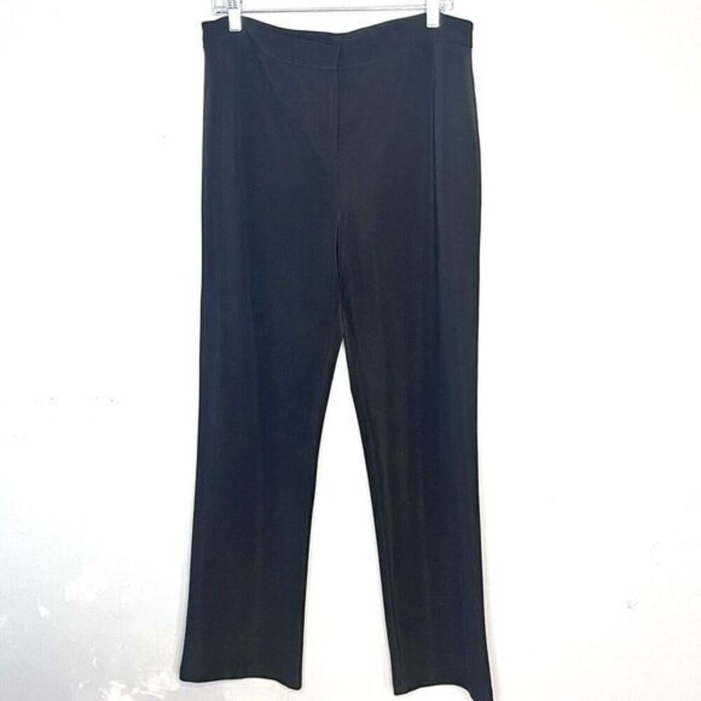 Chico's Collection Pants Sz 1.5 (US M) Black Straight Leg Stretch Knit Career‎
